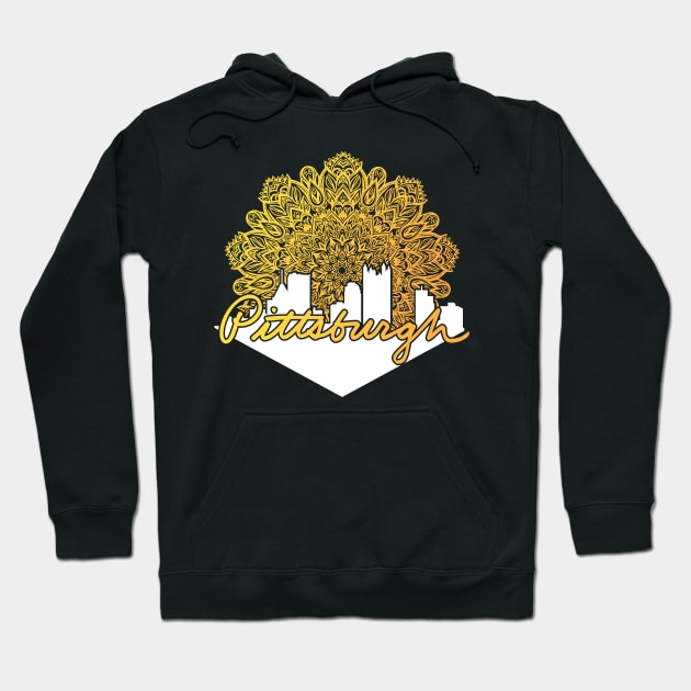 Pittsburgh Mandala Skyline Hoodie by polliadesign